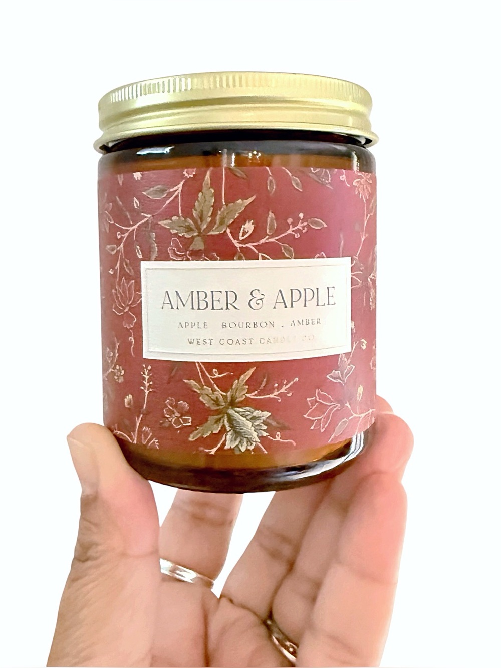 Leoben Company Amber & Apple Scented Candle — Pink Floral Label